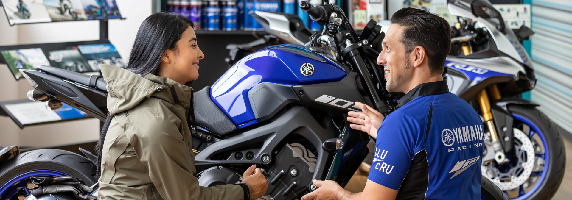 Technician servicing a motorcycle at Motoden